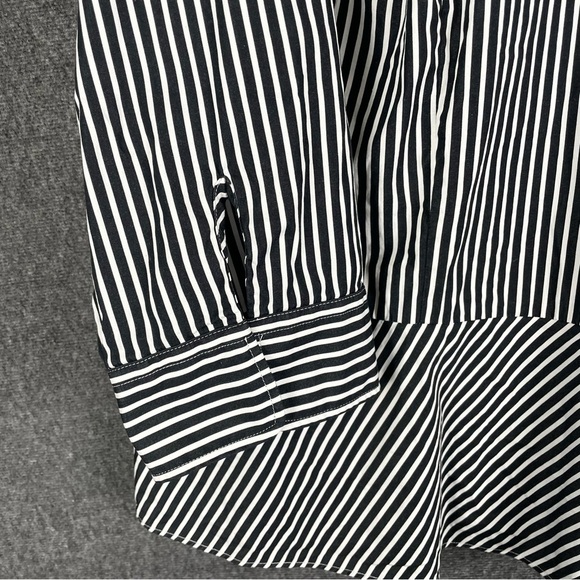Lauren Ralph Lauren 22W Black White Striped Peplum Button Blouse Work Office - Picture 7 of 11